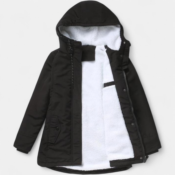 AMINA | Dicke Winterjacke mit Kapuze und wattierter Innenausstattung für winterliche Wärme