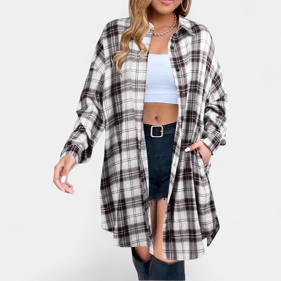 PALOMA | Elegante Karierte Langarmjacke mit Knopfleiste
