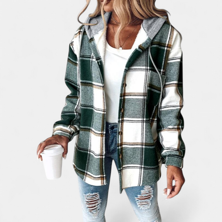 HONEY | Damen Karo Fleecegefütterte Kapuzenjacke