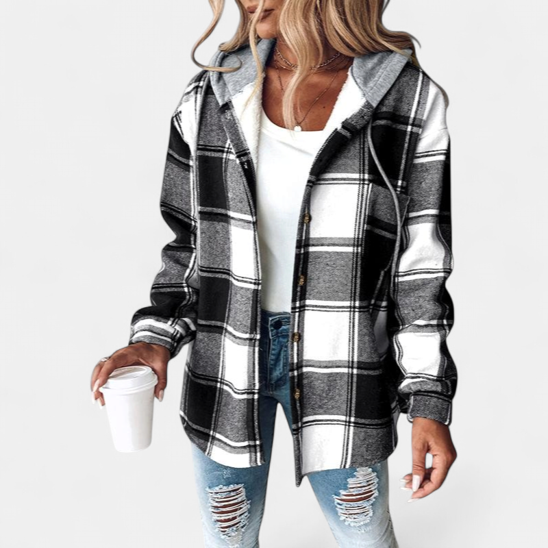 HONEY | Damen Karo Fleecegefütterte Kapuzenjacke