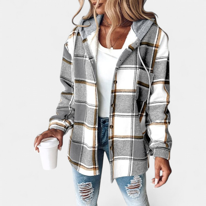 HONEY | Damen Karo Fleecegefütterte Kapuzenjacke