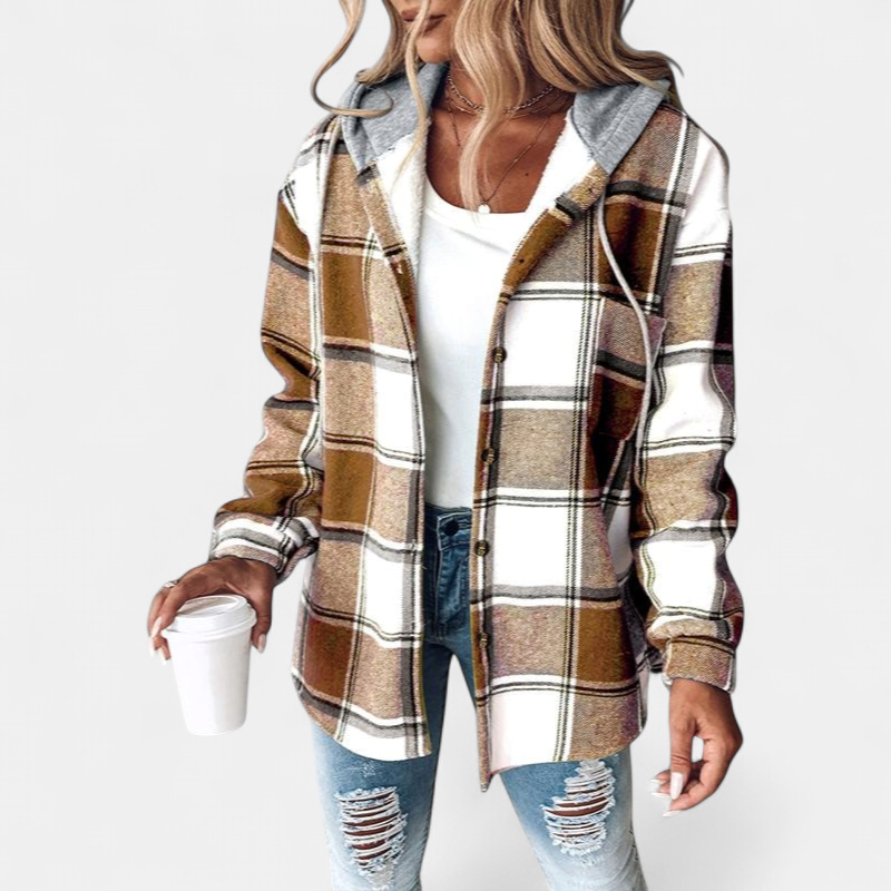 HONEY | Damen Karo Fleecegefütterte Kapuzenjacke