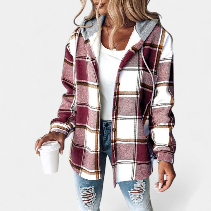 HONEY | Damen Karo Fleecegefütterte Kapuzenjacke