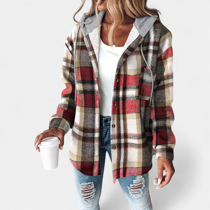 HONEY | Damen Karo Fleecegefütterte Kapuzenjacke
