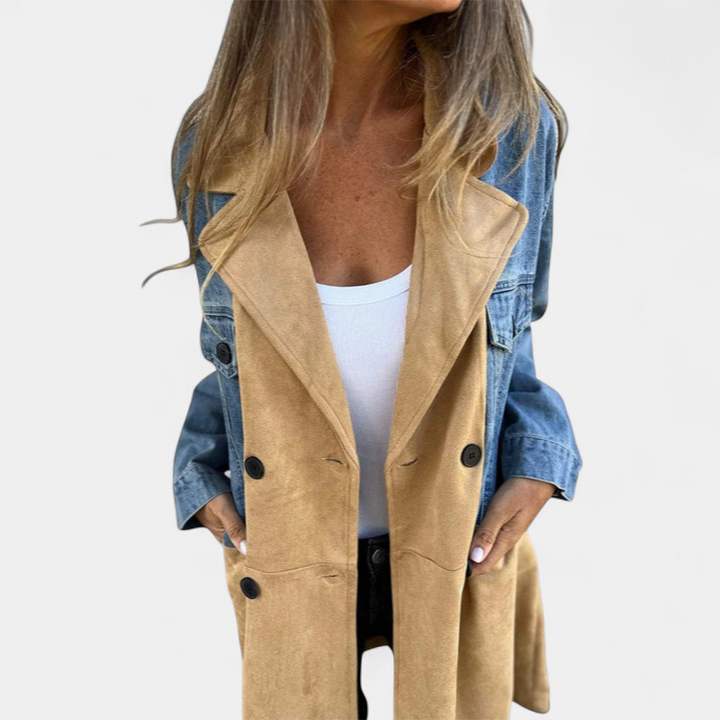 ELORA | Zweifarbiger Denim-Trench