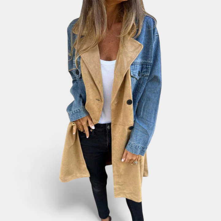 ELORA | Zweifarbiger Denim-Trench