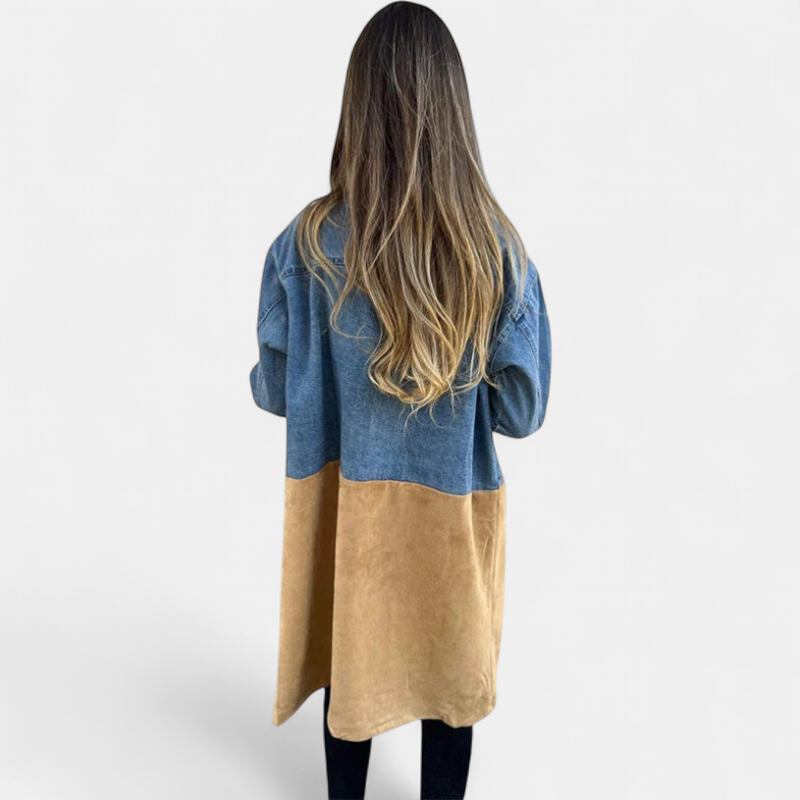ELORA | Zweifarbiger Denim-Trench