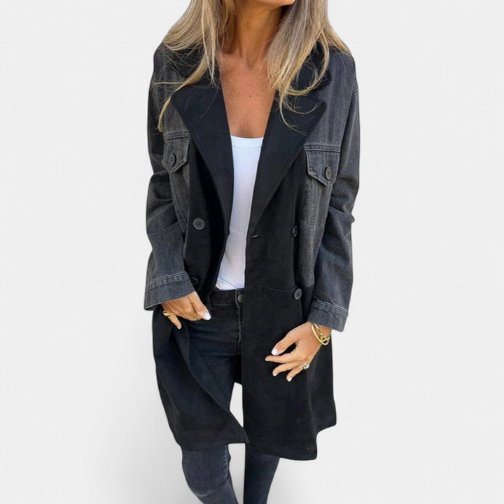 ELORA | Zweifarbiger Denim-Trench