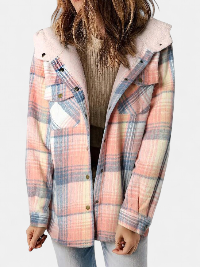 AMELIA | Damen Karo Kapuzen Flanelljacke für Herbst &amp; Winter