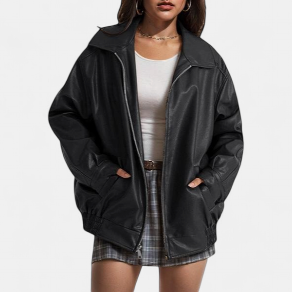 KENDRA | Damen Oversized Faux-Suede Leder Motorradjacke