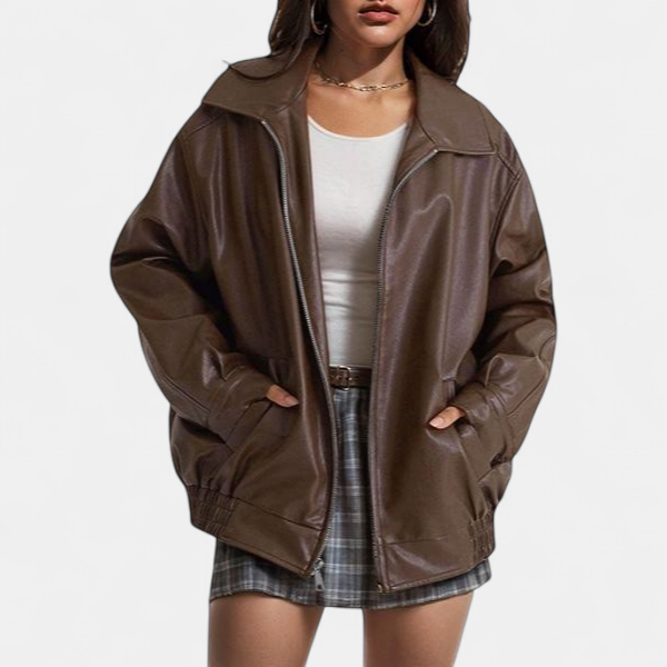 KENDRA | Damen Oversized Faux-Suede Leder Motorradjacke