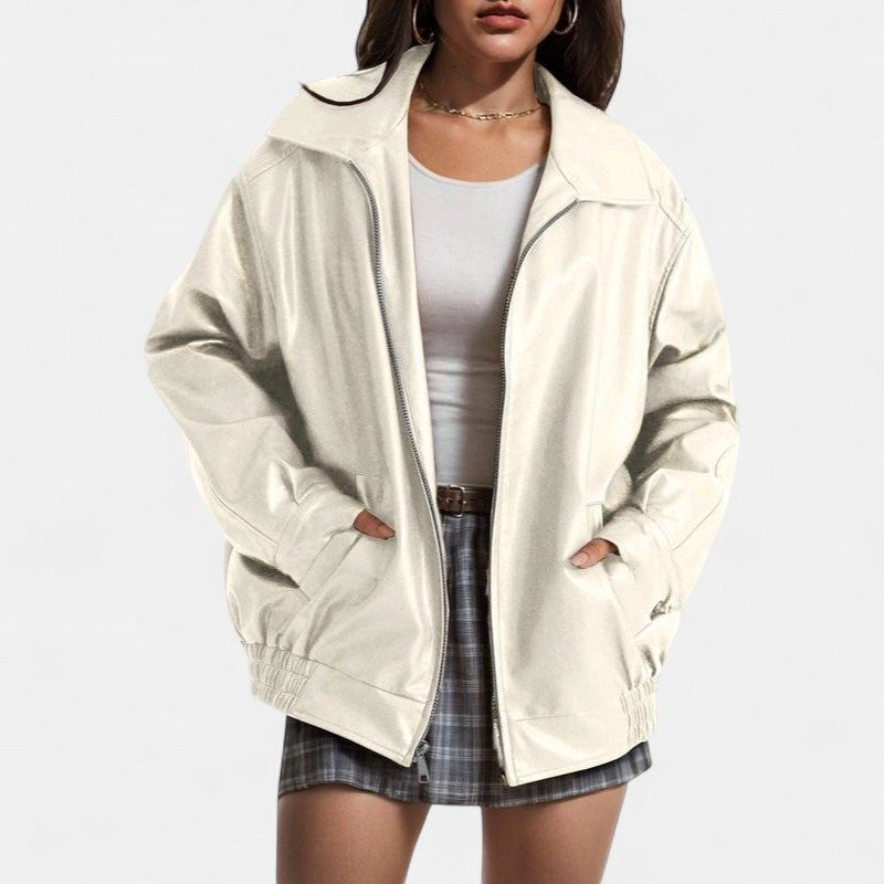 KENDRA | Damen Oversized Faux-Suede Leder Motorradjacke