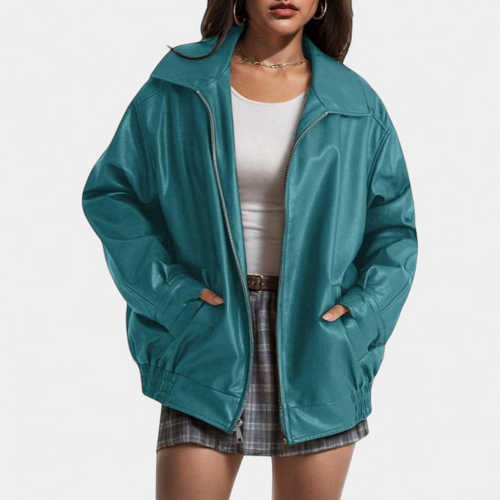 KENDRA | Damen Oversized Faux-Suede Leder Motorradjacke