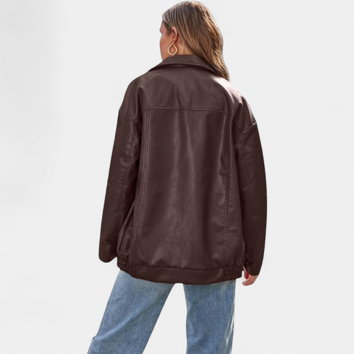 KENDRA | Damen Oversized Faux-Suede Leder Motorradjacke
