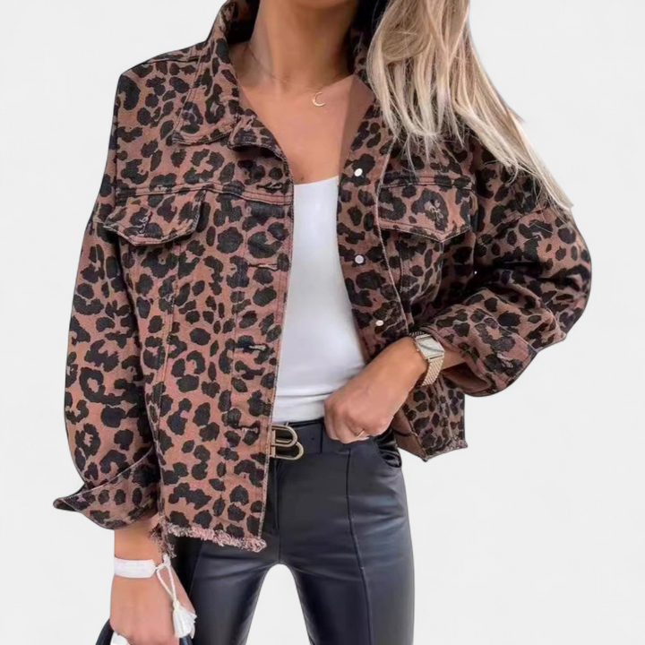 REEVA | Vintage Leopard Langarm Hemdjacke
