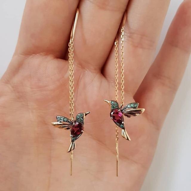 Kolibri Ohrringe mit Emaille und Zirkonia