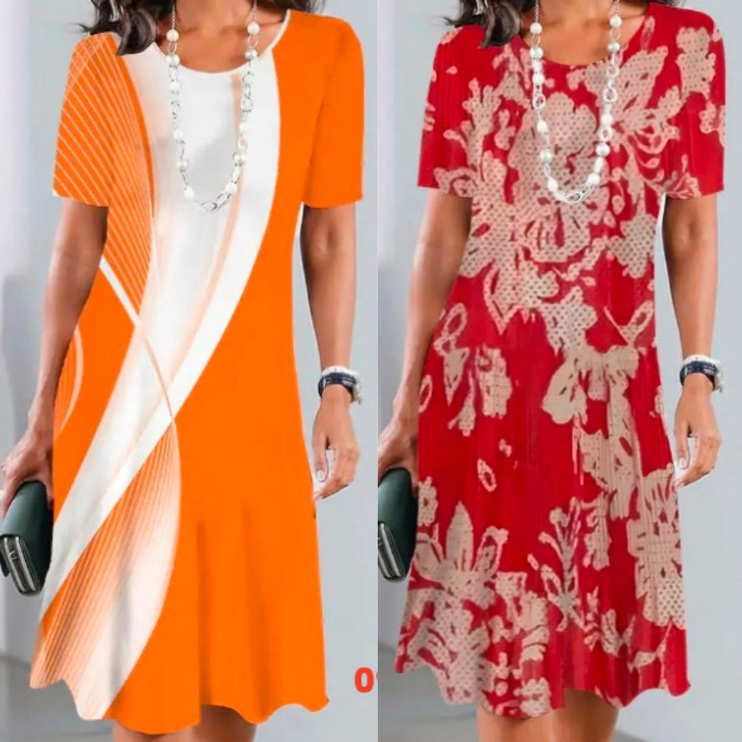 Dalia – Farbiges Faltenkleid