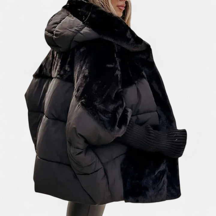 Oversize Patchwork Steppjacke mit Kapuze