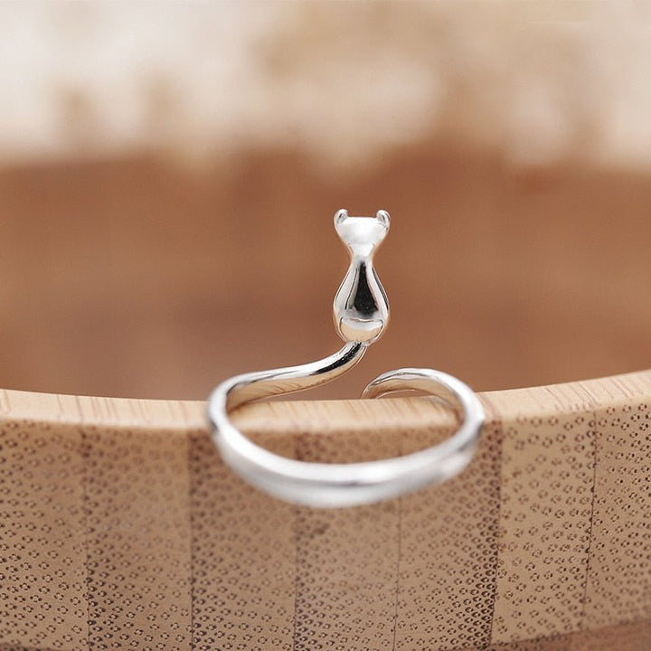 Wunderschöner Ring mit Katze aus Edelstahl