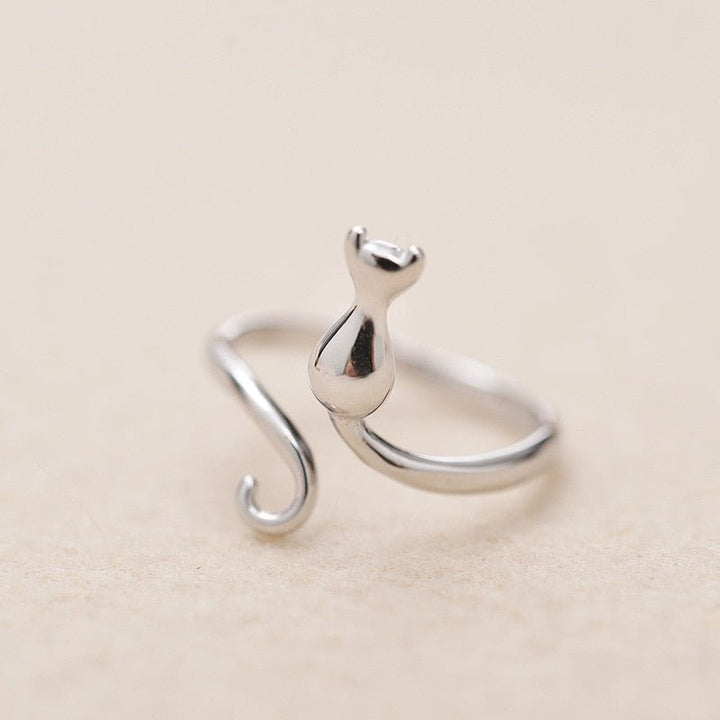 Wunderschöner Ring mit Katze aus Edelstahl