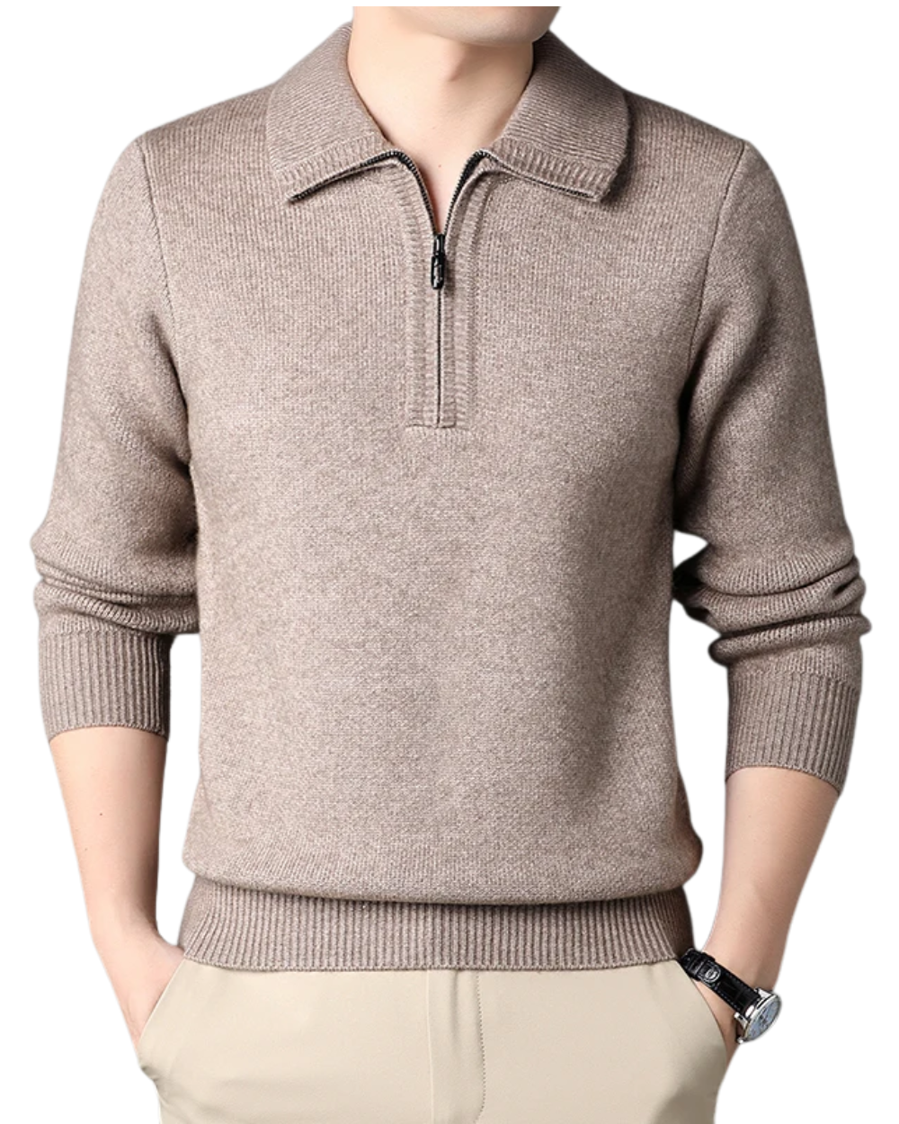 Schicker Kaschmir-Pullover mit Reißverschluss
